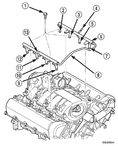 Fig. 34 Fuel Rail Mounting-4.7L V-8 Engine