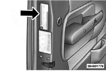 Example Tire Placard Location (Door)