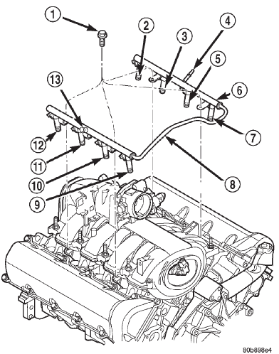 Fig. 6 Fuel Injector Rail-4.7L V-8 Engine