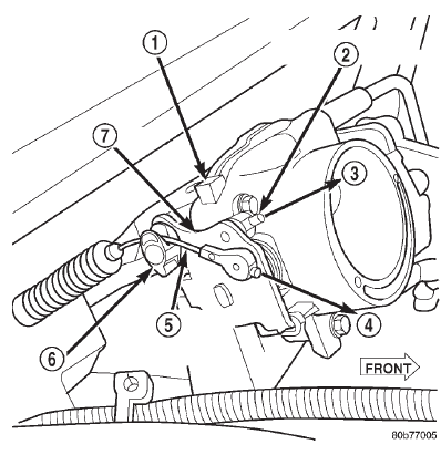 Fig. 42 Accelerator Cable at Bell Crank-4.7L V-8 Engine