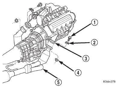 Fig. 9 Exhaust Pipe(s) to Manifold Connection- (4.7L California Models)