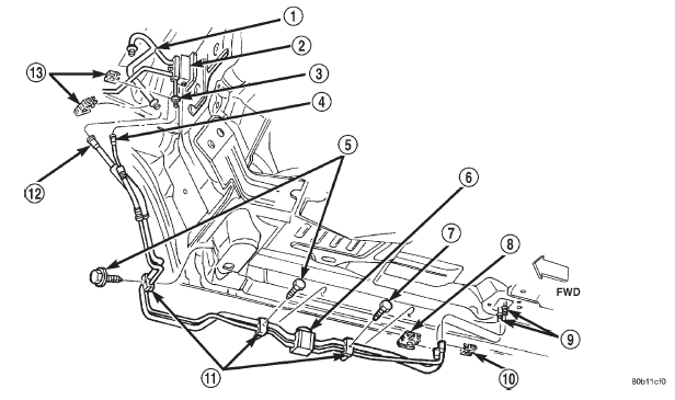 Fig. 87 Underbody Refrigerant Line Remove/Install