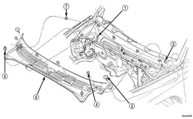 Fig. 90 Cowl Plenum Cover/Grille Panel Remove/Install