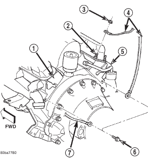 Fig. 18 Engine-To-Body Ground Strap Remove/ Install - 5.2L & 5.9L Engine Only