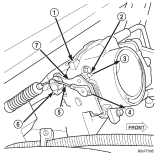 Fig. 5 Cable Connectors at Bell Crank-4.7L V-8 Engine