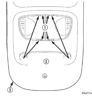 Fig. 4 Overhead Console Reading and Courtesy Lamp Lens Remove/Install