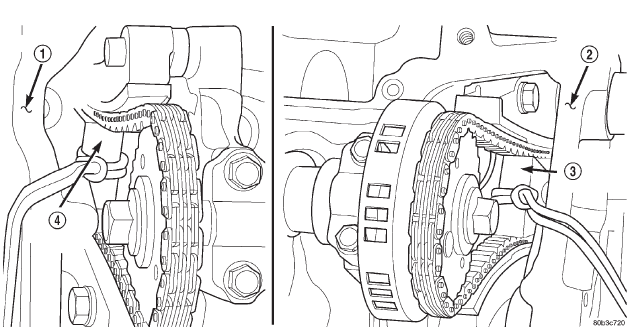 Fig. 13 Securing Timing Chain Tensioners Using Timing Chain Wedge