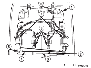 Fig. 8 Overhead Console Reading and Courtesy Lamp Housing Remove/Install