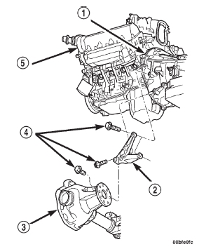 Fig. 42 Axle Isolator Bracket Removal / Installation-4X4 Vehicles With Automatic Transmission